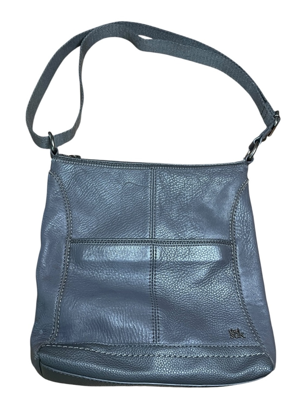 The Sak Lucia Pebbled Leather Crossbody Shoulder Bag Slate Gray